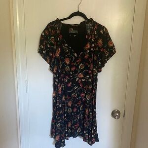 Floral Black Dress with Vibrant Patterns